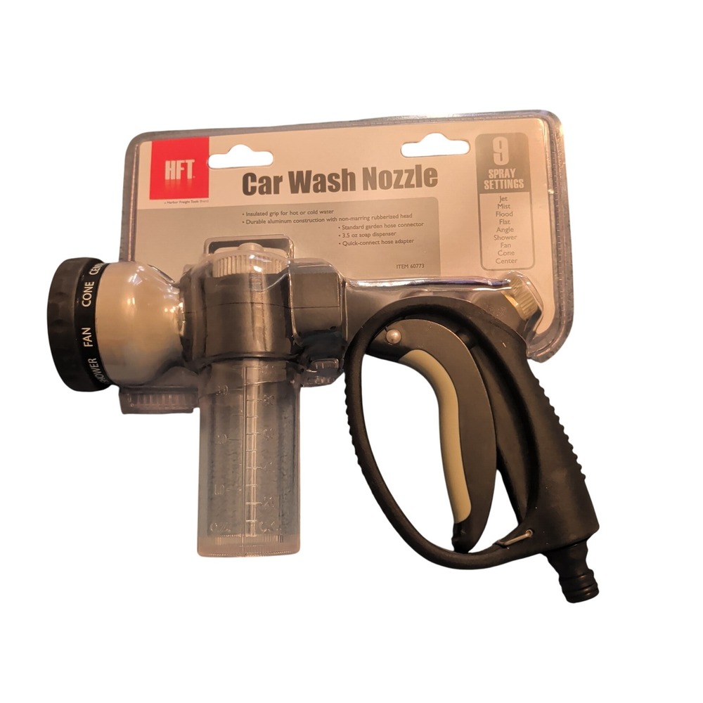 HFT Car Wash Nozzle Gray 9 Pattern Sprayer Aluminum Soap Dispenser 60773 NEW